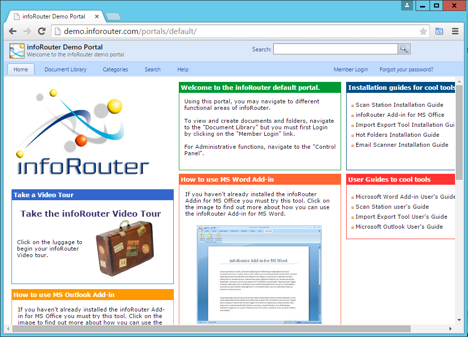 infoRouter Main Portal View