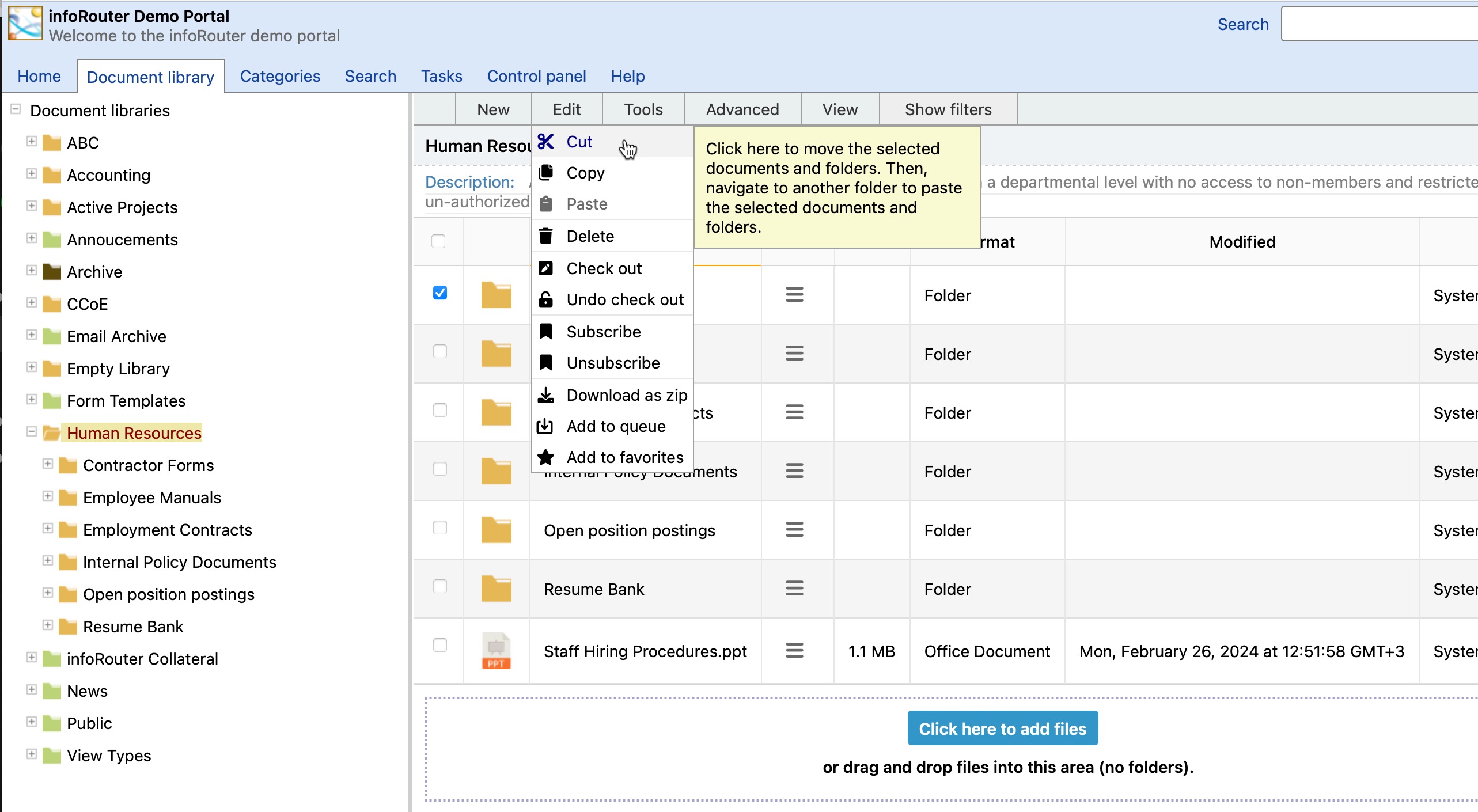 Cutting - Moving Folders
