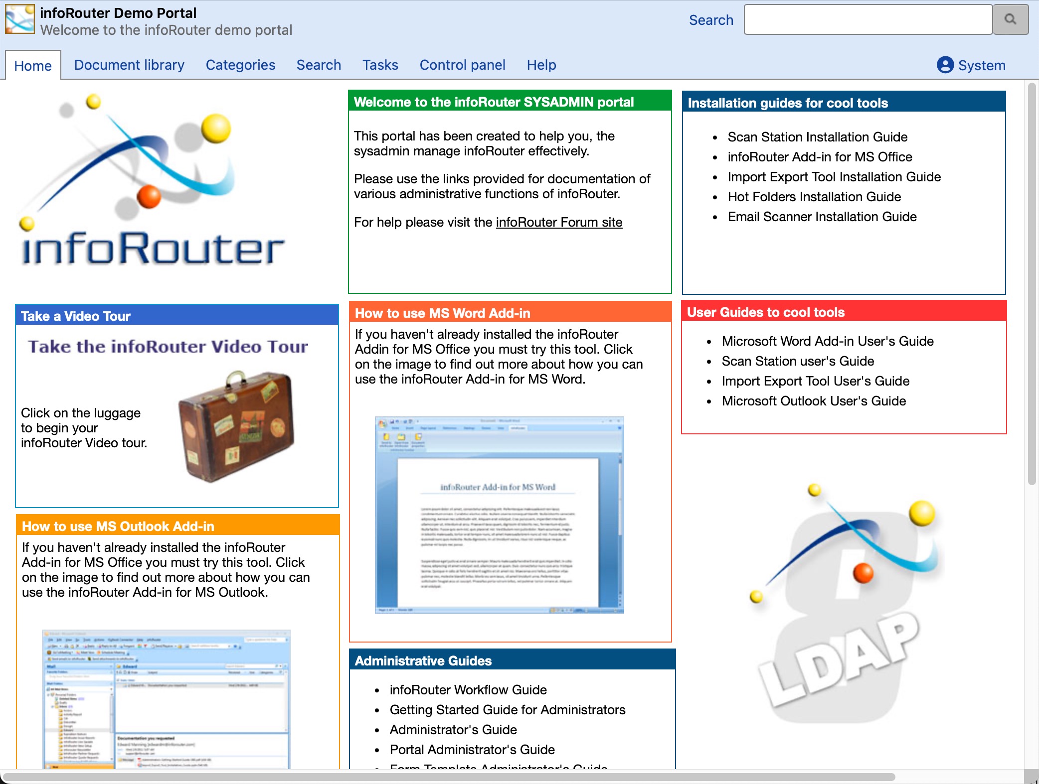 infoRouter Main Portal View