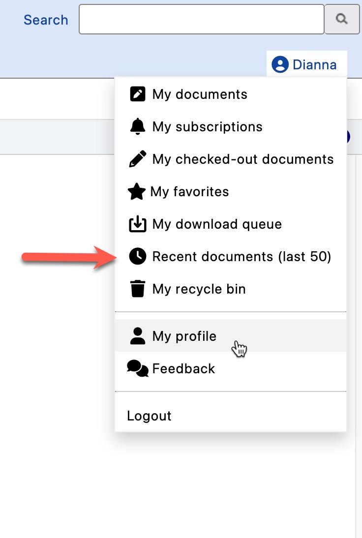 Recently viewed documents